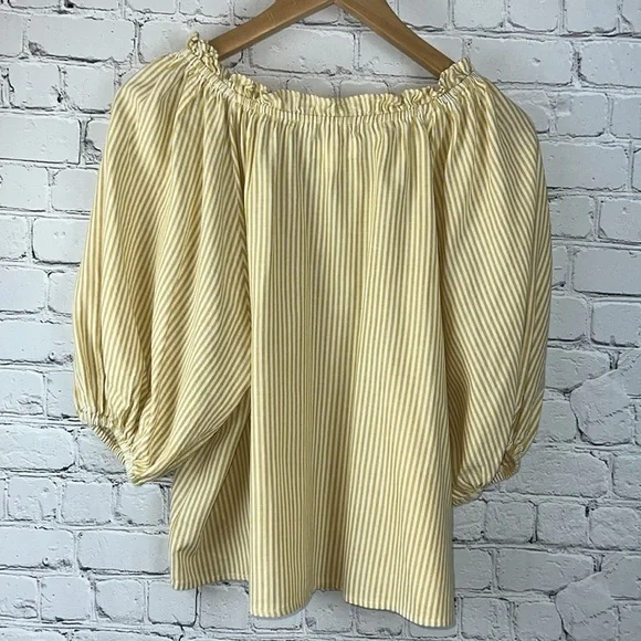 VELVET Briella Woven Striped Puff Sleeve Top, Size XS - Picture 6 of 11